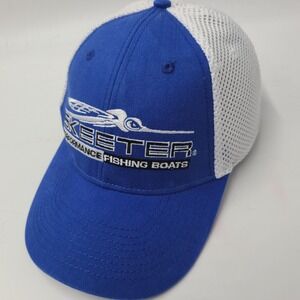 Skeeter Hat Adjustable Trucker Mesh Blue White Performance Fishing Boats Men